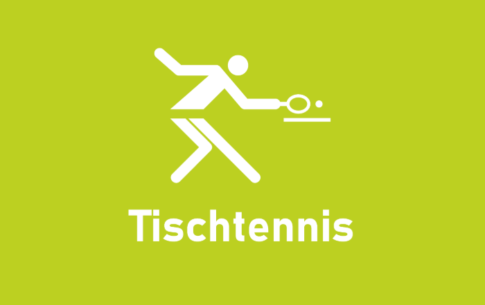 Grüne Kachel mit dem Tischtennis Piktogramm